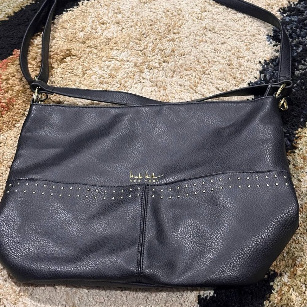 Nicole Miller Black Convertible Shoulder or Hand Bag Strap Options Vegan EUC